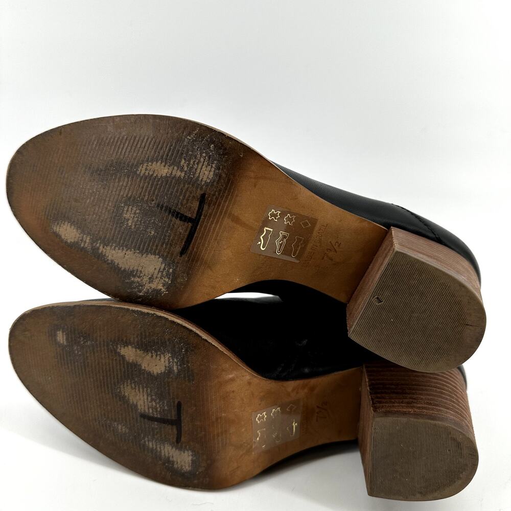 Madewell The Rosie Ankle Booties Side Zip Almond Toe Heeled Leather Black 7.5 - Picture 7 of 7